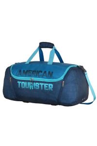 American Tourister Grid casual Duffle bag in blue with 
water resistant