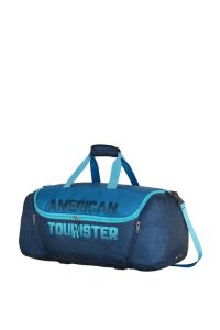 American Tourister Grid casual Duffle bag in blue with 
water resistant